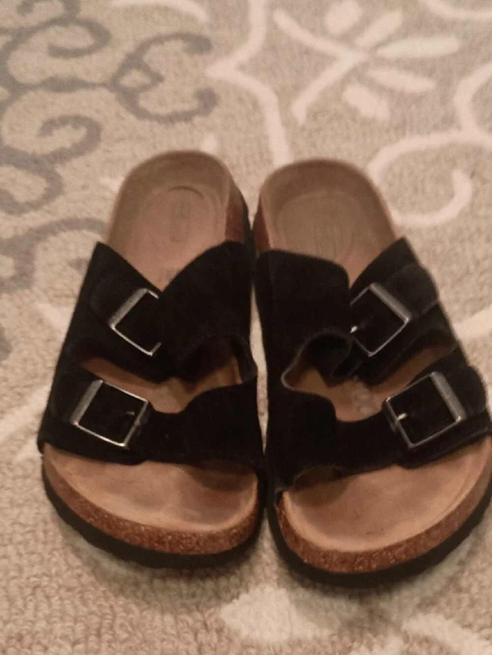 Birkenstock Black Double-Strap Suede Sandals